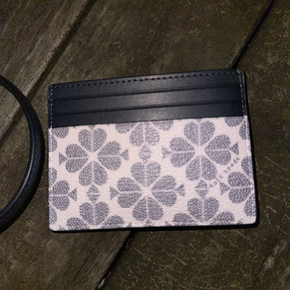 Kate Spade‎ Spade Flower Monogram Satchel Crossbody Bag and Card Holder Set Blue